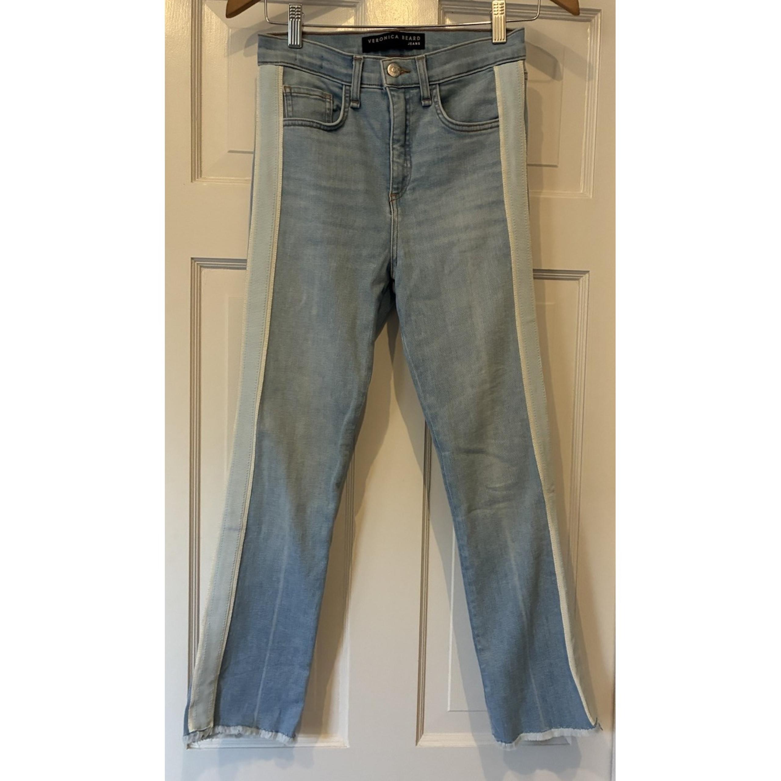 Veronica Beard 11" Carly Kick Flare Tuxedo Stripe High Rise Jeans Size 25.