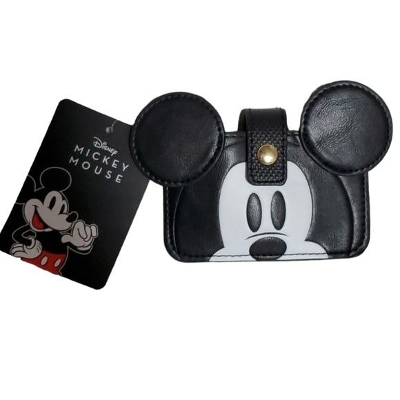 Disney Mickey Mouse Shaped VEGAN Leather Wallet Card Holder WOMEN'S WOMAN'S