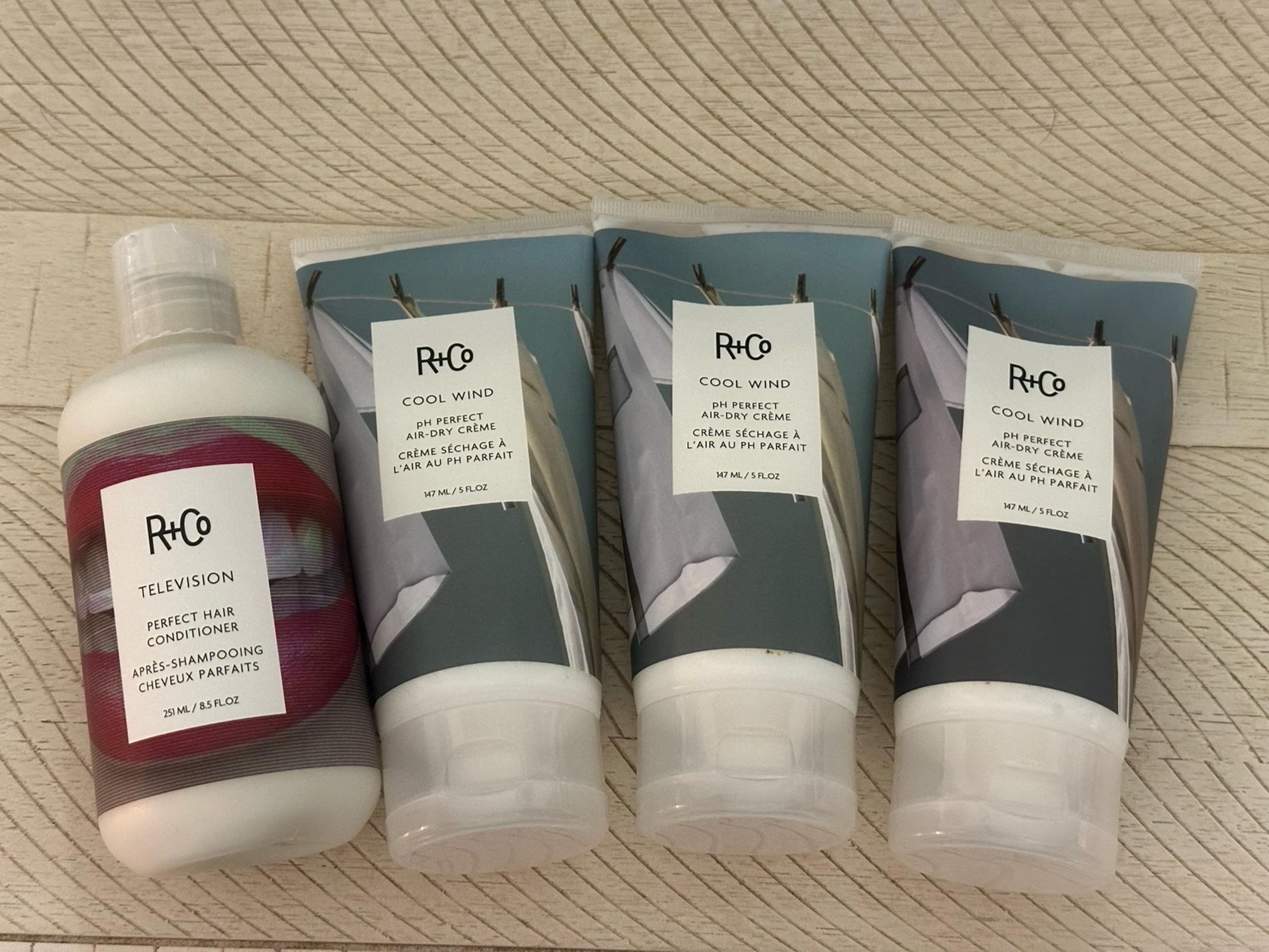 R+Co air dry lotion and conditioner
