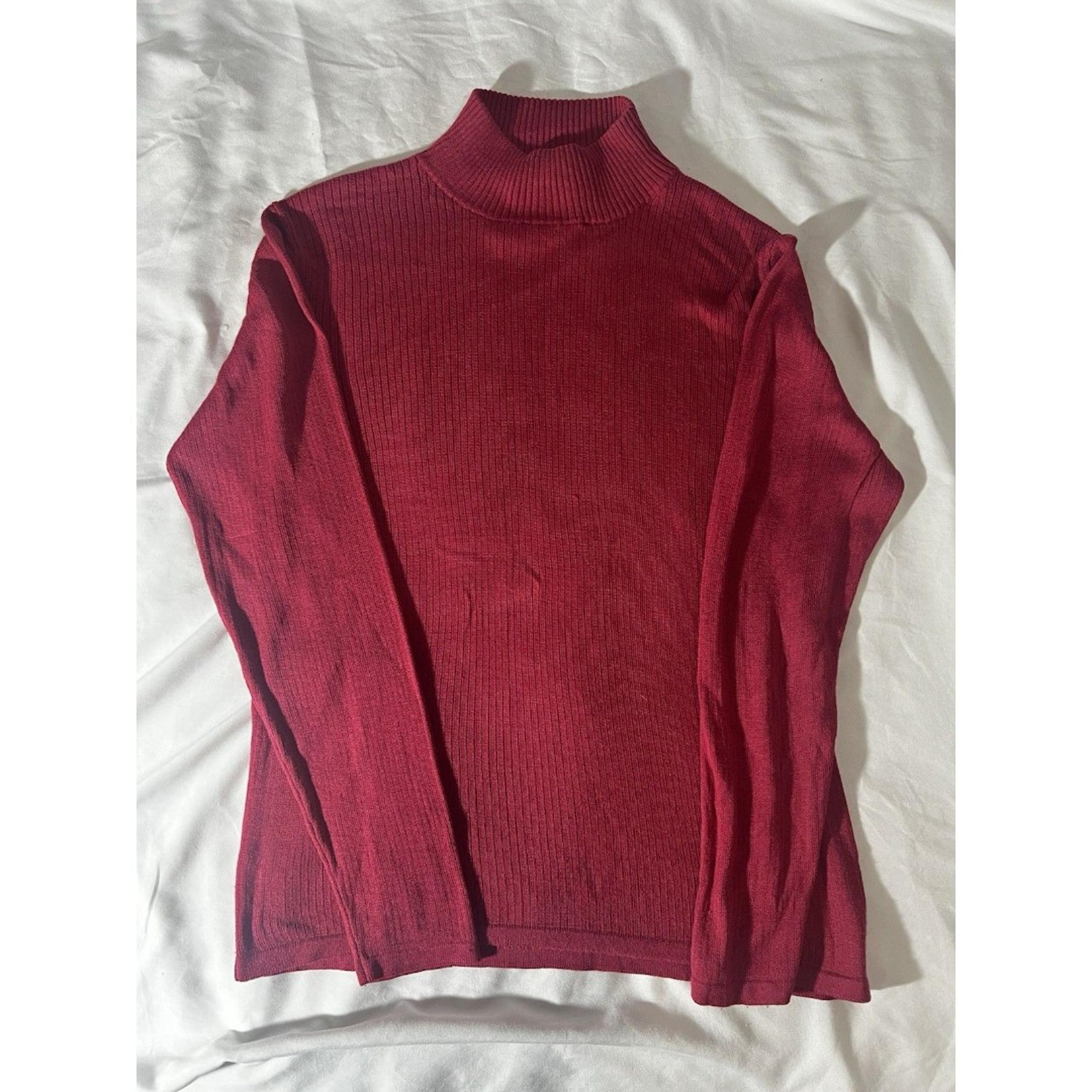 August Silk Women’s Red Silk Knit Long Sleeve Turtleneck Sweater Size L