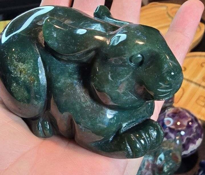 Gorgeous Moss Agate Bunny! FREE Shipping!
