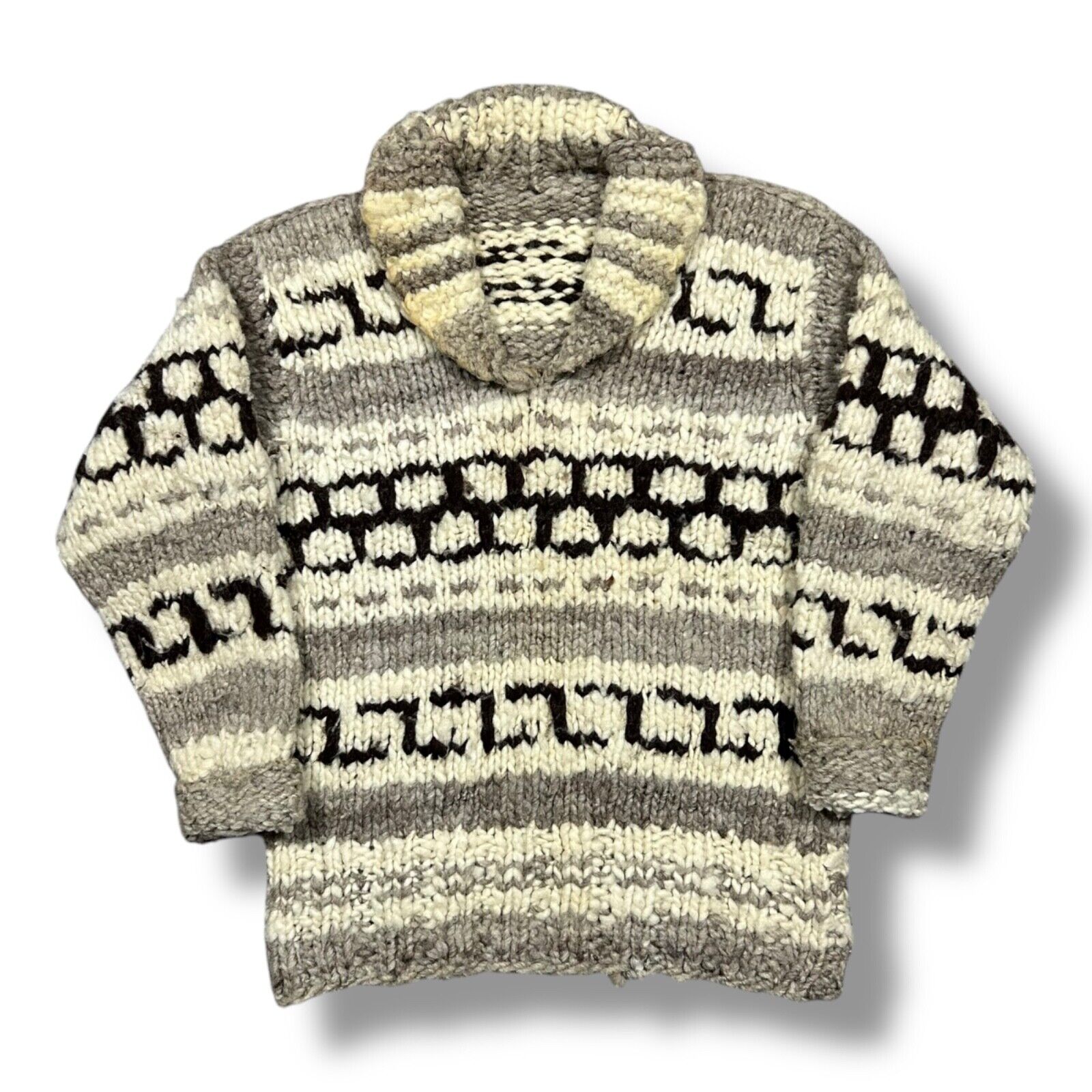 Vintage Cowichan Sweater Pullover 50s 60s Chunky Knit Brown Beige Tan Unisex