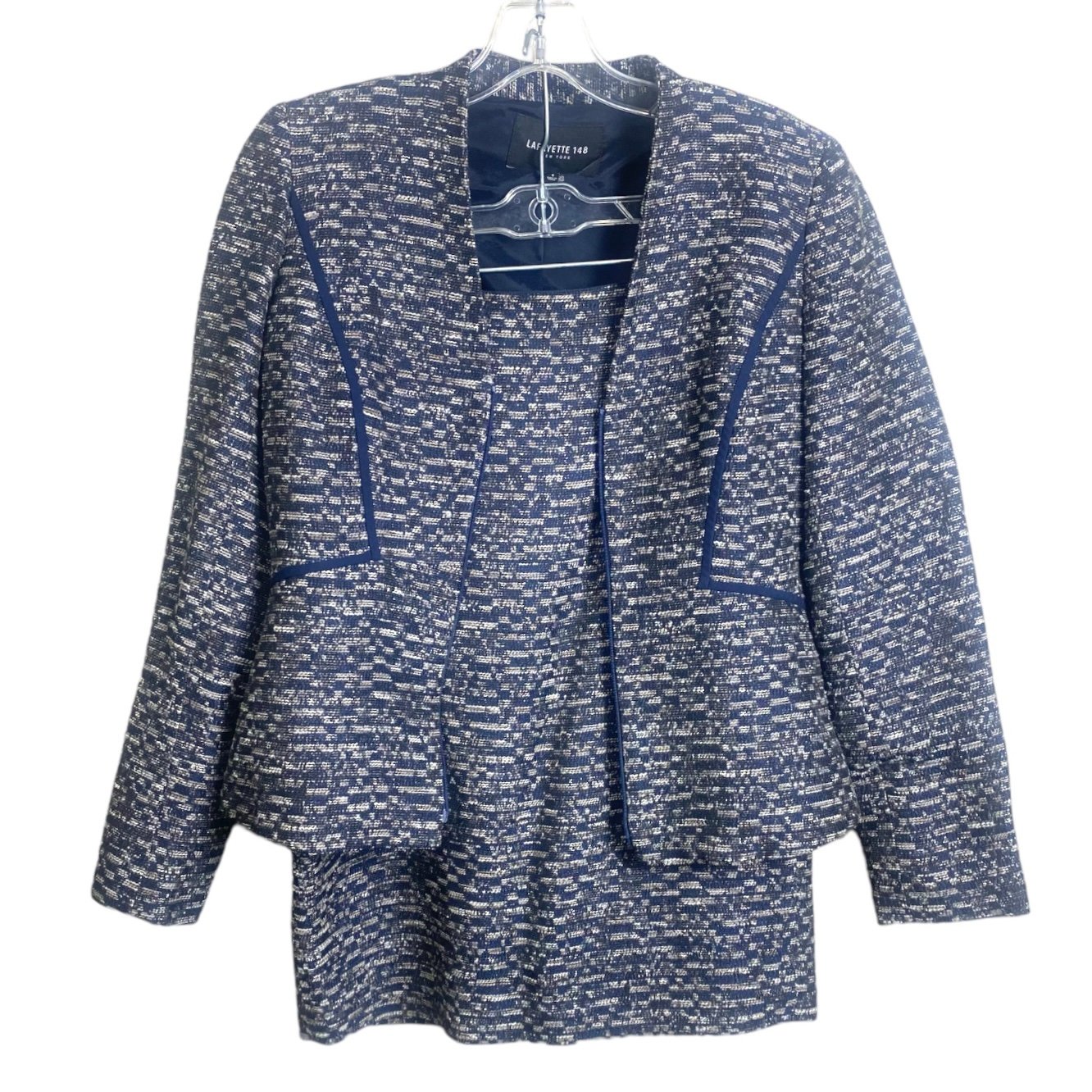 Lafayette 148 Blue Tweed Work Career 2 Piece Skirt Set Size 2 and 6 READ.