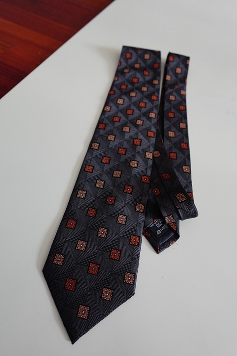 Ermenegildo Zegna Italian Silk Tie Geometric Grey Copper
