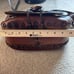 Vintage Brown Leather Purse Feather Boho Festival Shoulder Bag Crossbody Rare