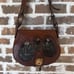 Vintage Brown Leather Purse Feather Boho Festival Shoulder Bag Crossbody Rare