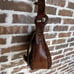 Vintage Brown Leather Purse Feather Boho Festival Shoulder Bag Crossbody Rare