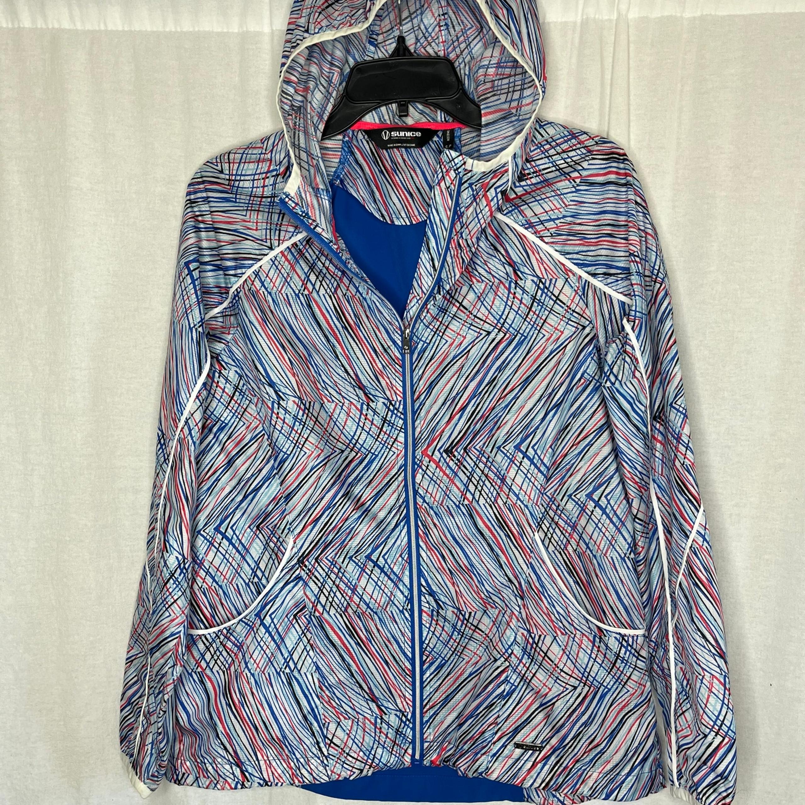 Sunice Multicolor Splatter Windbreaker Full Zip Front Hoodie Small Athleisure
