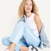 NWT OLD NAVY High-Waisted Performance Track Pants Color: Cashmere Blue elasticiz