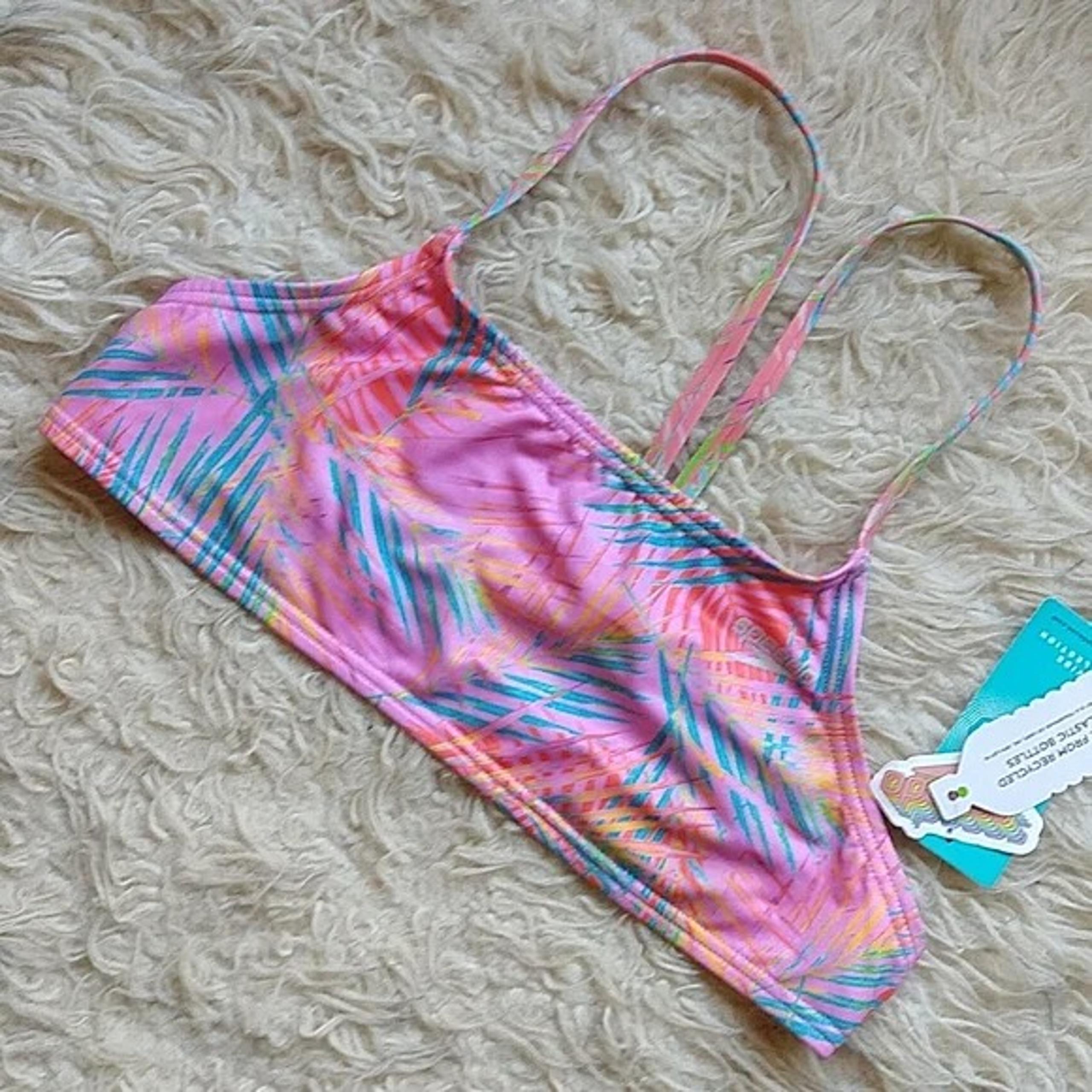 Speedo Eco Endurance Palm Print Strappy Swim Bikini Top L