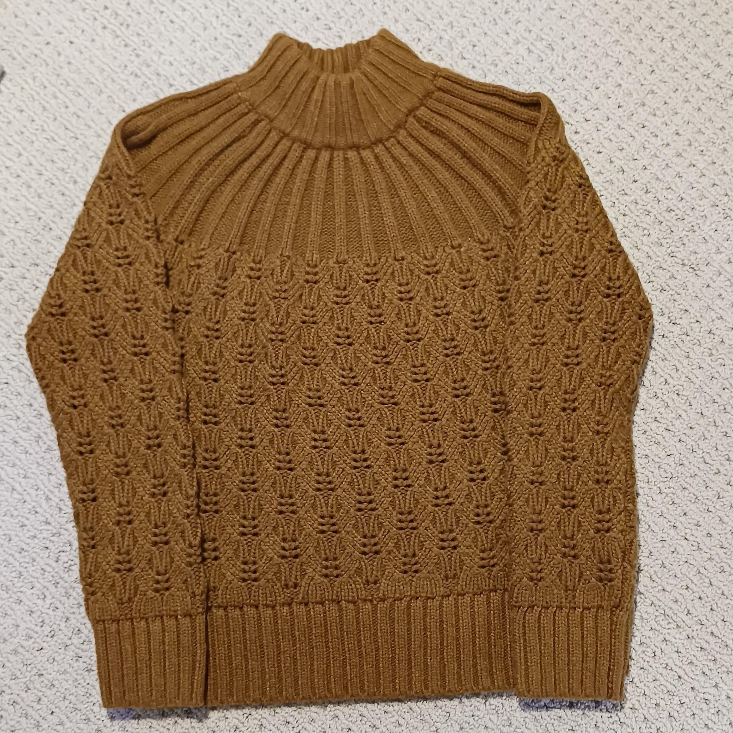 Madewell Sweater Womens XXS Brown Pointelle Stitch Mix Mock Neck Merino Alpaca