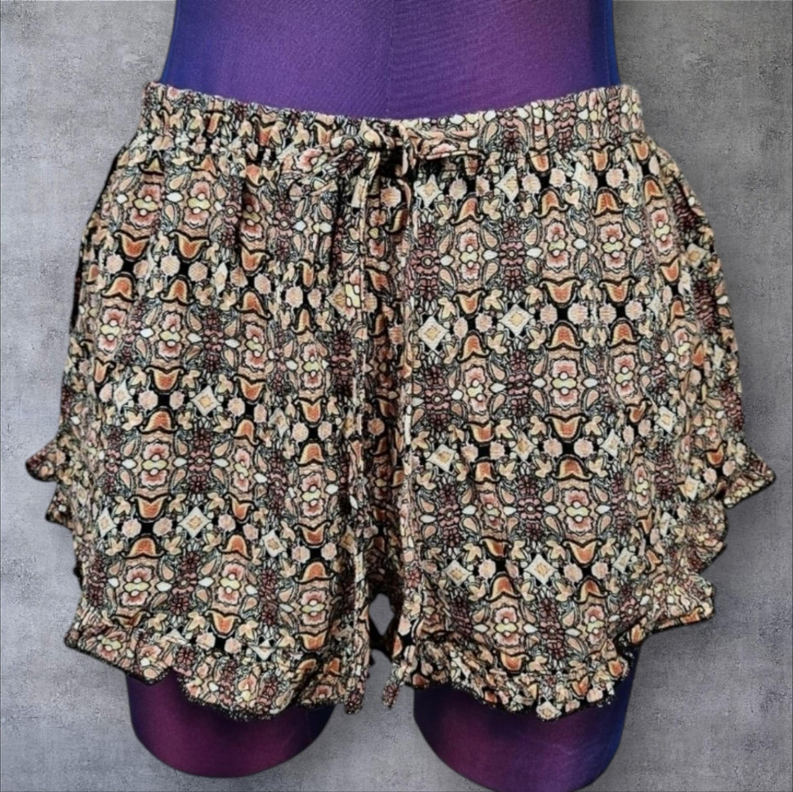 Cotton Candy LA Abstract Print Bohemian Pull On Casual Shorts Juniors Small C98