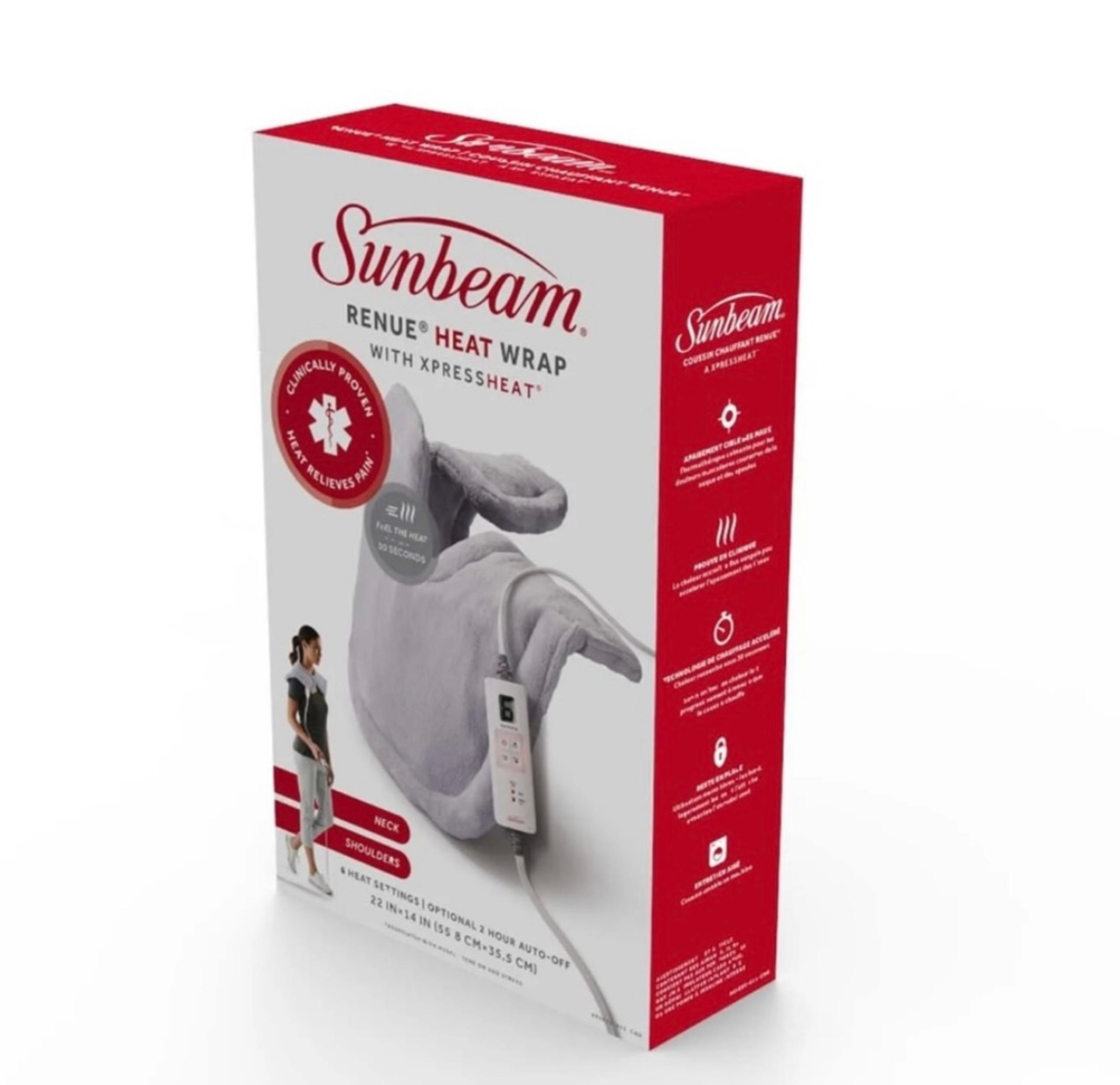 Sunbeam Renue Neck & Shoulders Heat Wrap Xpress Heat 4 Settings