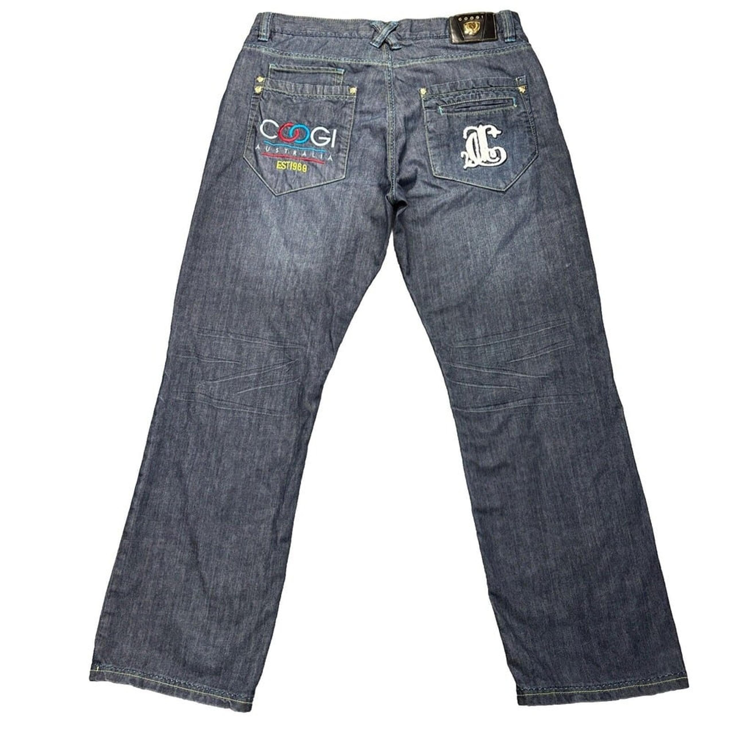Vintage COOGI Jeans Mens 40X35 Blue Denim Embroidered Loose Baggy Hip Hop Y2K