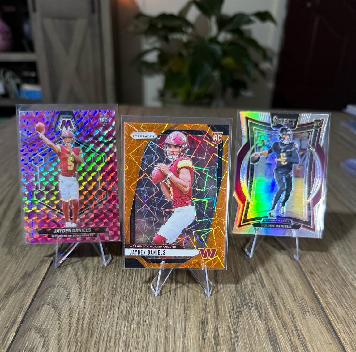 Jayden Daniels Rookies 3 Card Lot - Orange Lazer, Pink Camo, Silver Die Cut!
