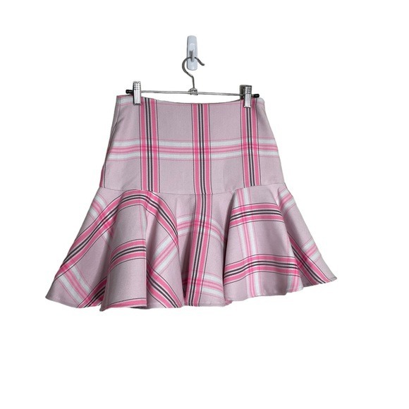 Milly Pink Plaid Flair Flirty Mini Skirt 2 Clueless