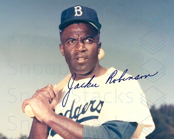 Jackie Robinson Signed 16x20 Glossy Auto RP Photo Los Angeles Brooklyn Dodgers 5