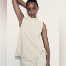 NWT Zara soft turtleneck ecru top. Size Large