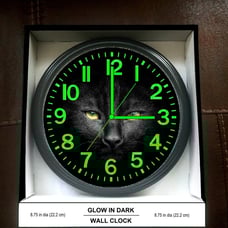 Cat Glow in the Dark Wall Clock Game Room Living Room Black Cat Wall Clock NEW!
