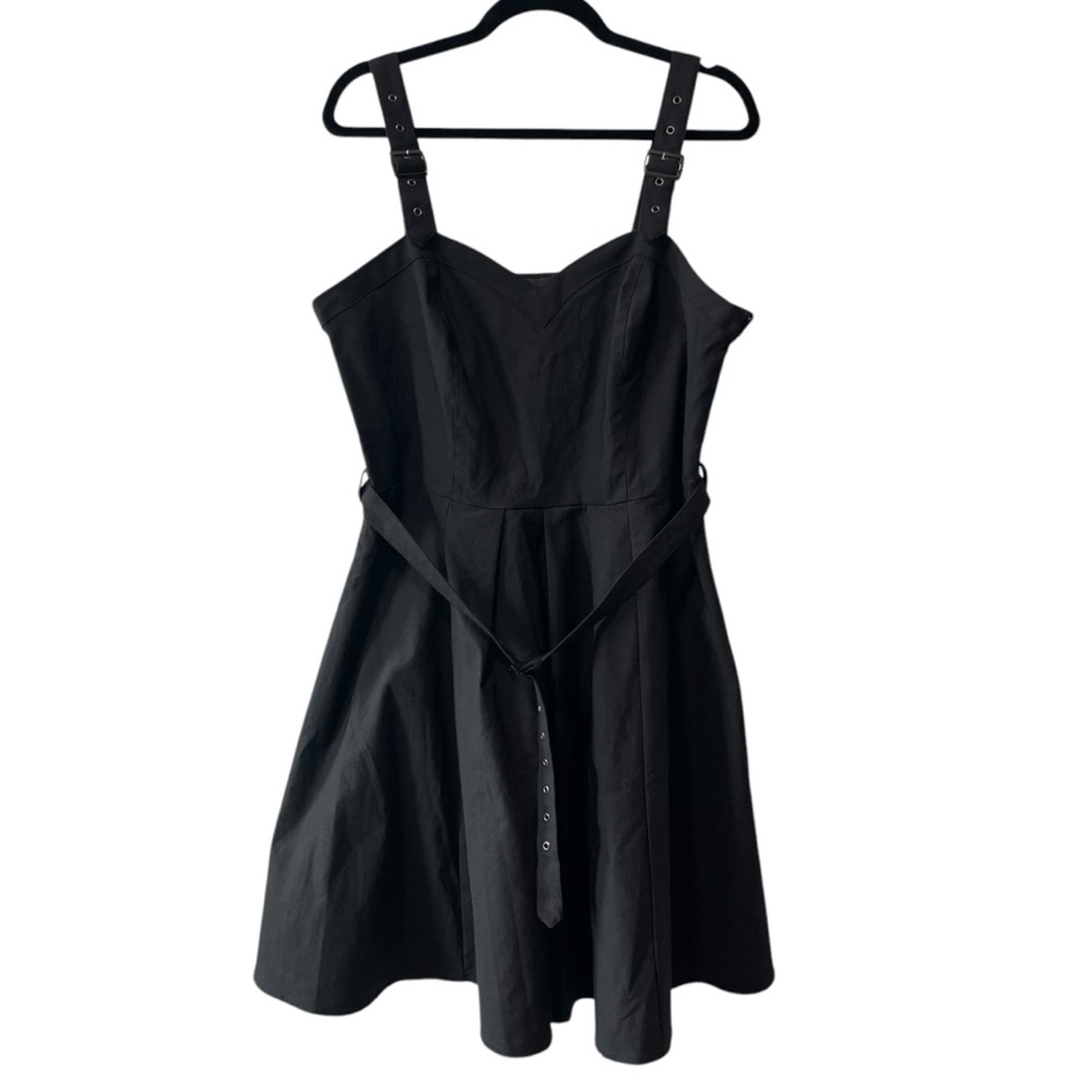 City Chic Buckle Up Fit and Flare Sweetheart Neckline Dress Black XS Plus Size