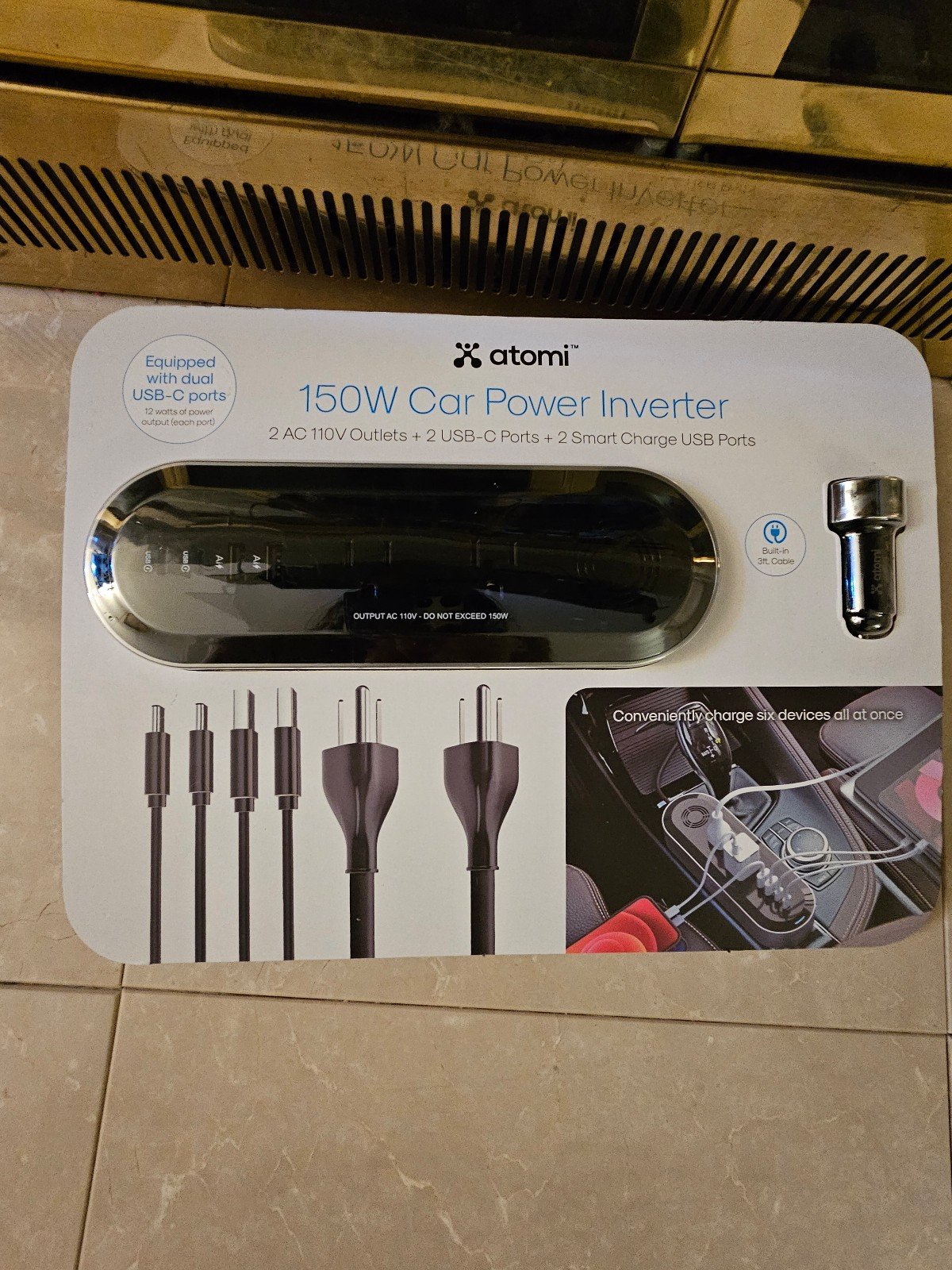 Atomi 150W Car Power Inverter Charging Port newAtomi 150W Car Power Inverter new
