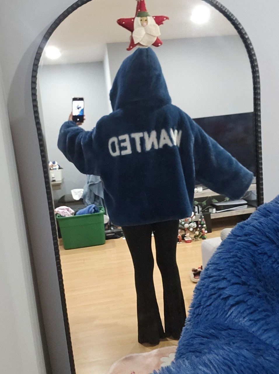 Faux Fur Blue Teddy Hooded Jacket