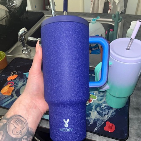Meoky 40oz Tumbler with Handle, Leak-proof Lid and Straw, (Offshore)