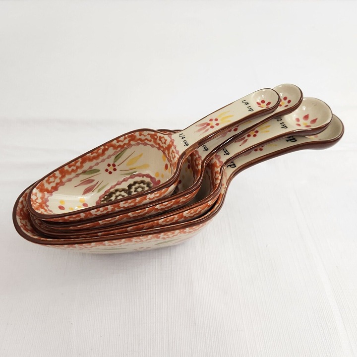 Temptations Old World Fallfetti Measuring Cups Spoons Nesting Set of 4 Browns