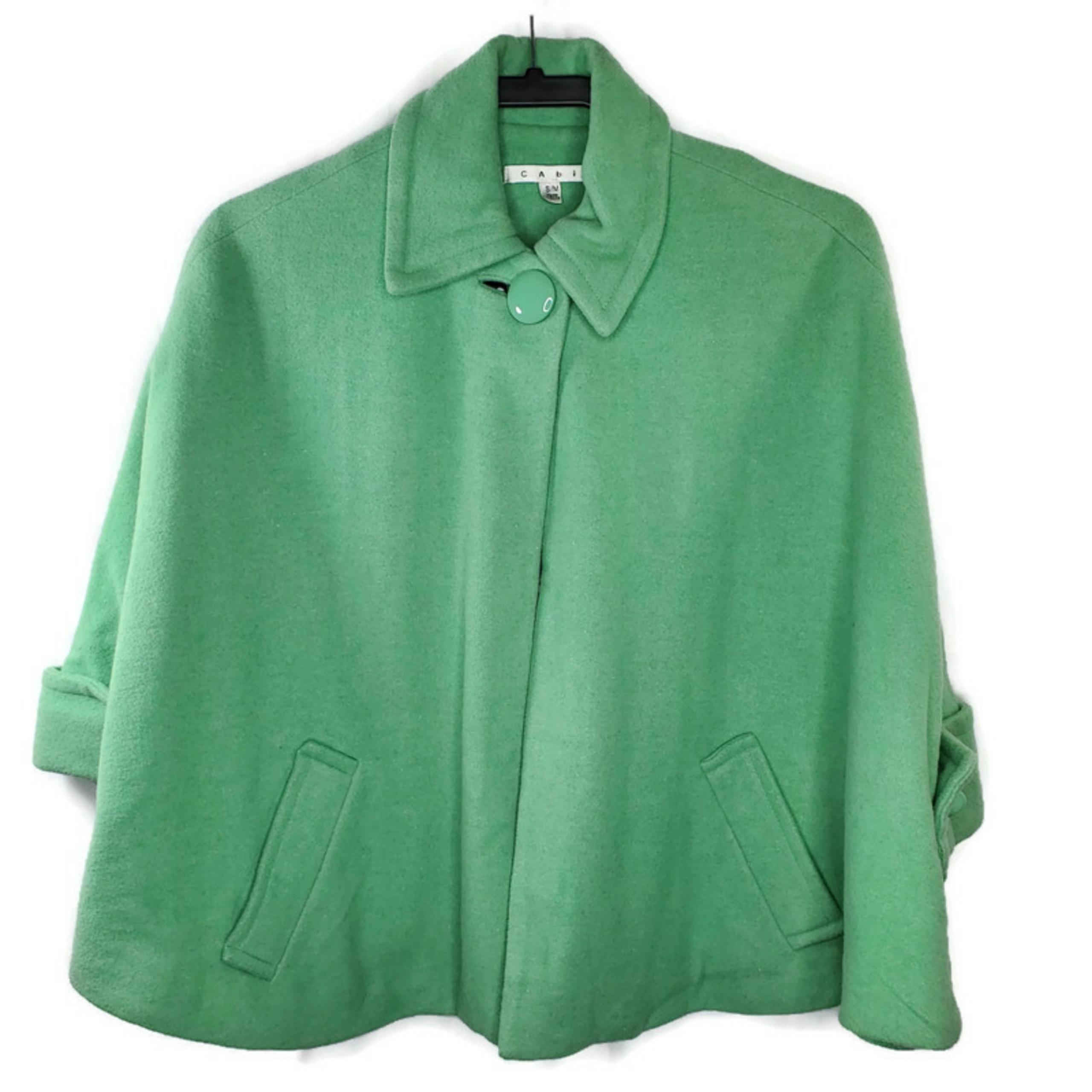 CAbi Carriage Cape Women's S/M Solid Mint Green Lined Wool Blend Swing Jacket