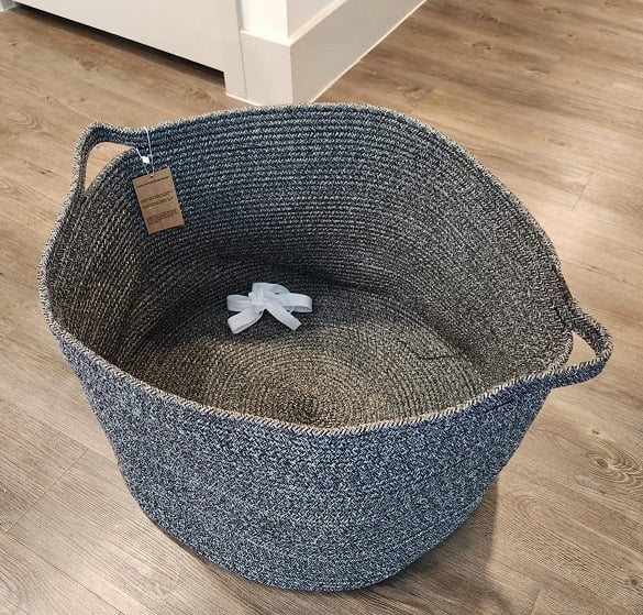 New Large Dark Grey Storage Basket, Woven Cotton Rope Baskets for Storage