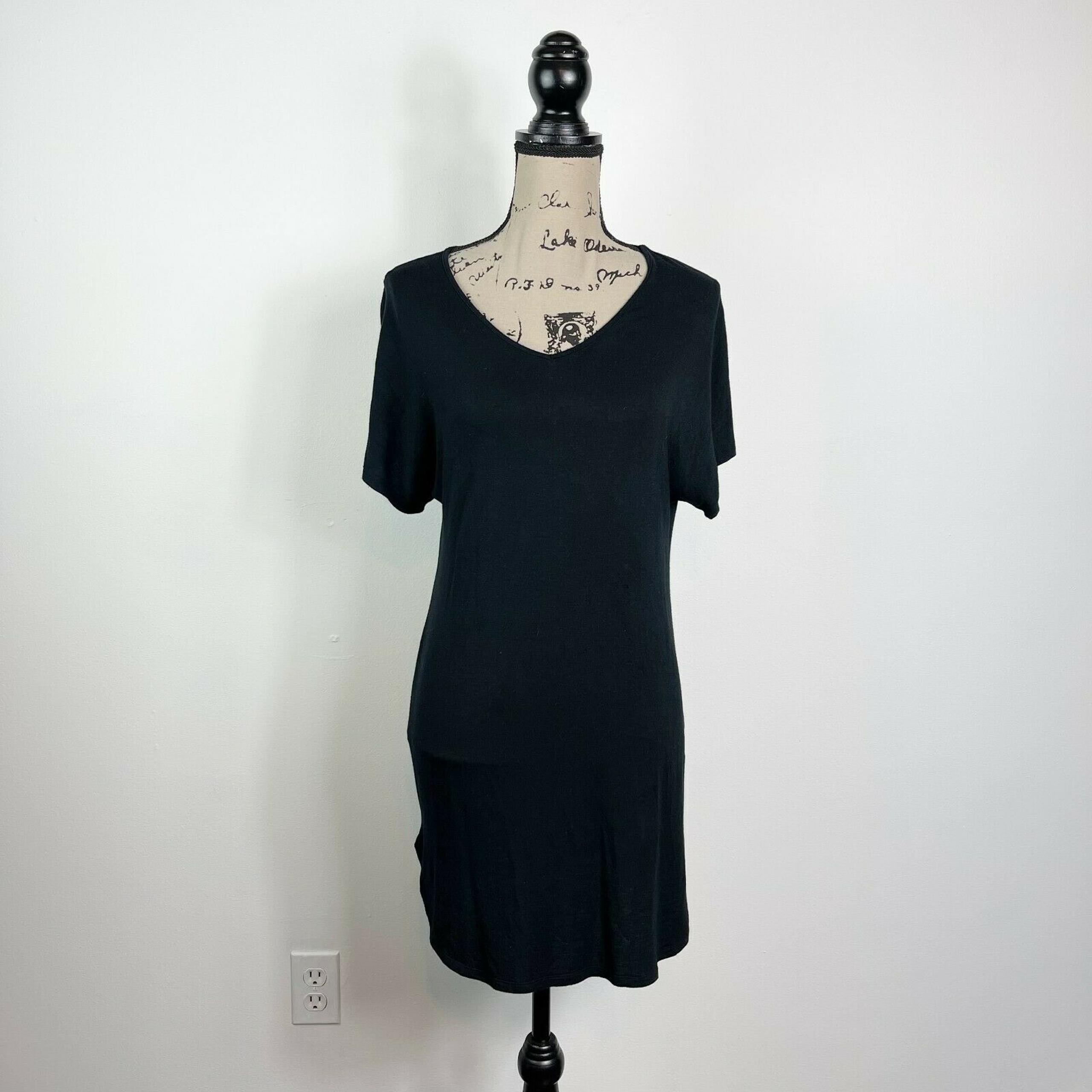 Nordstrom Lingerie NWOT Women's Black V-neck Short Sleeve Night Shift Size XXS