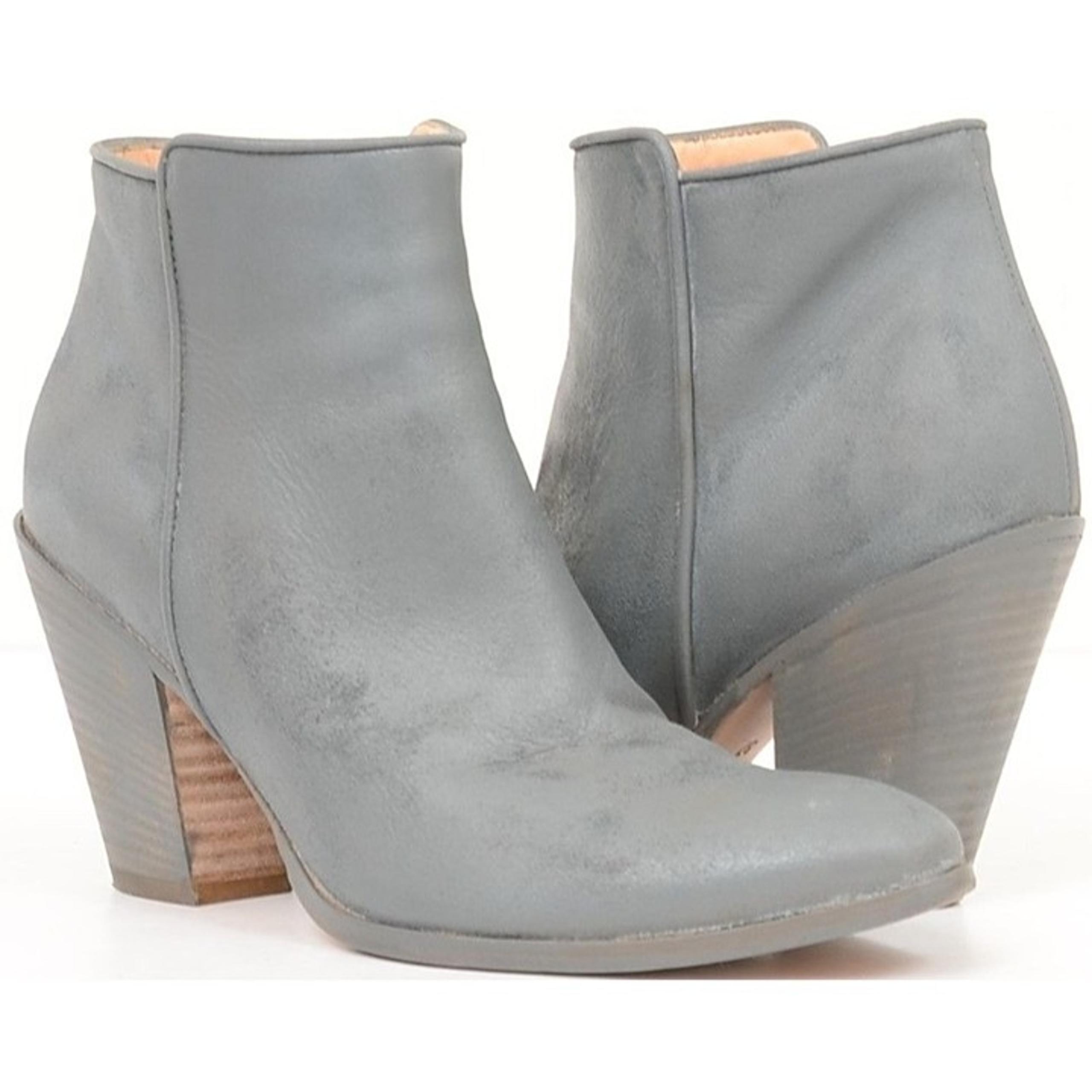 Barneys New York Gray Leather Ankle Boots Shoes Women's Sz 37 US 6.5