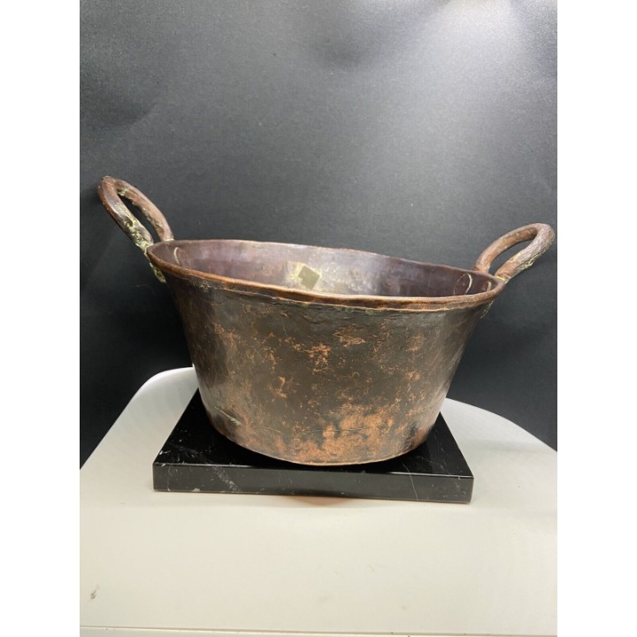 Vintage Hand-Forged Hammered Copper Cauldron