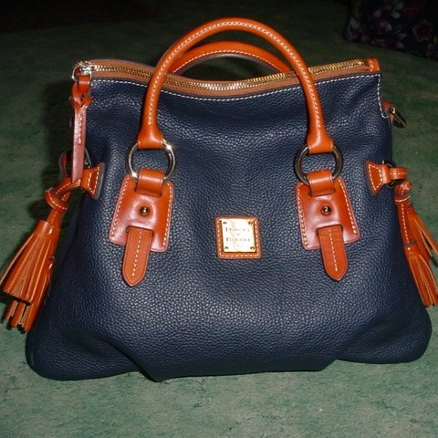 DOONEY & BOURKE NWT Navy Tassle Pebbled Stanwich Satchel Crossbody Bag