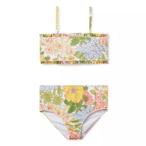 Janie and Jack RECYCLED FLORAL 2-PIECE SWIMSUIT Mimosa Floral NWT size 12