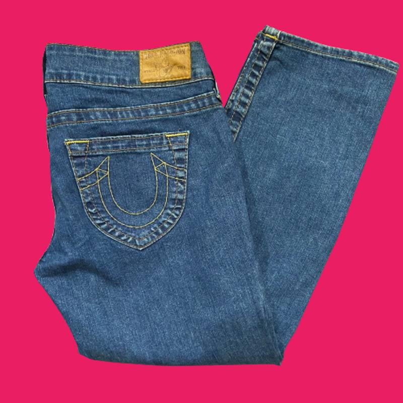 True Religion Denim Blue Crop Capri Leg Jeans Women's Size 29