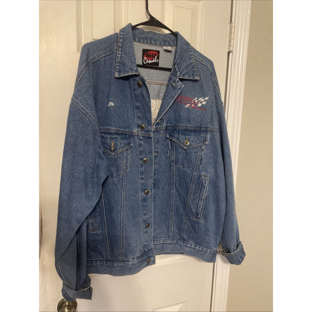 (88.00) Vintage Ha-lo Canals XL Embroidered Denim Heavy Weight Jean Jacket
