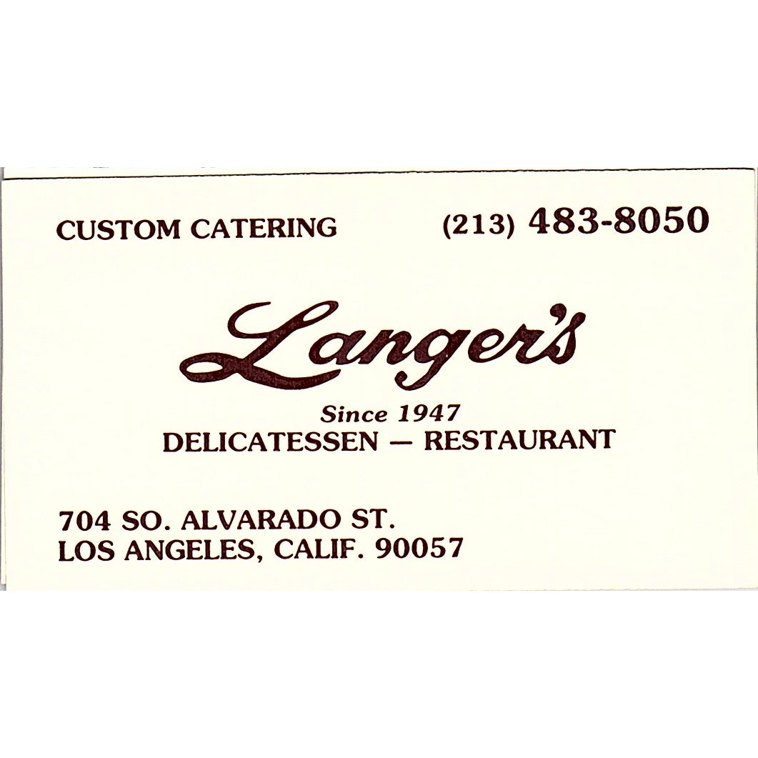Langer's Delicatessen Los Angeles CA Vintage Business Card SC9-B5