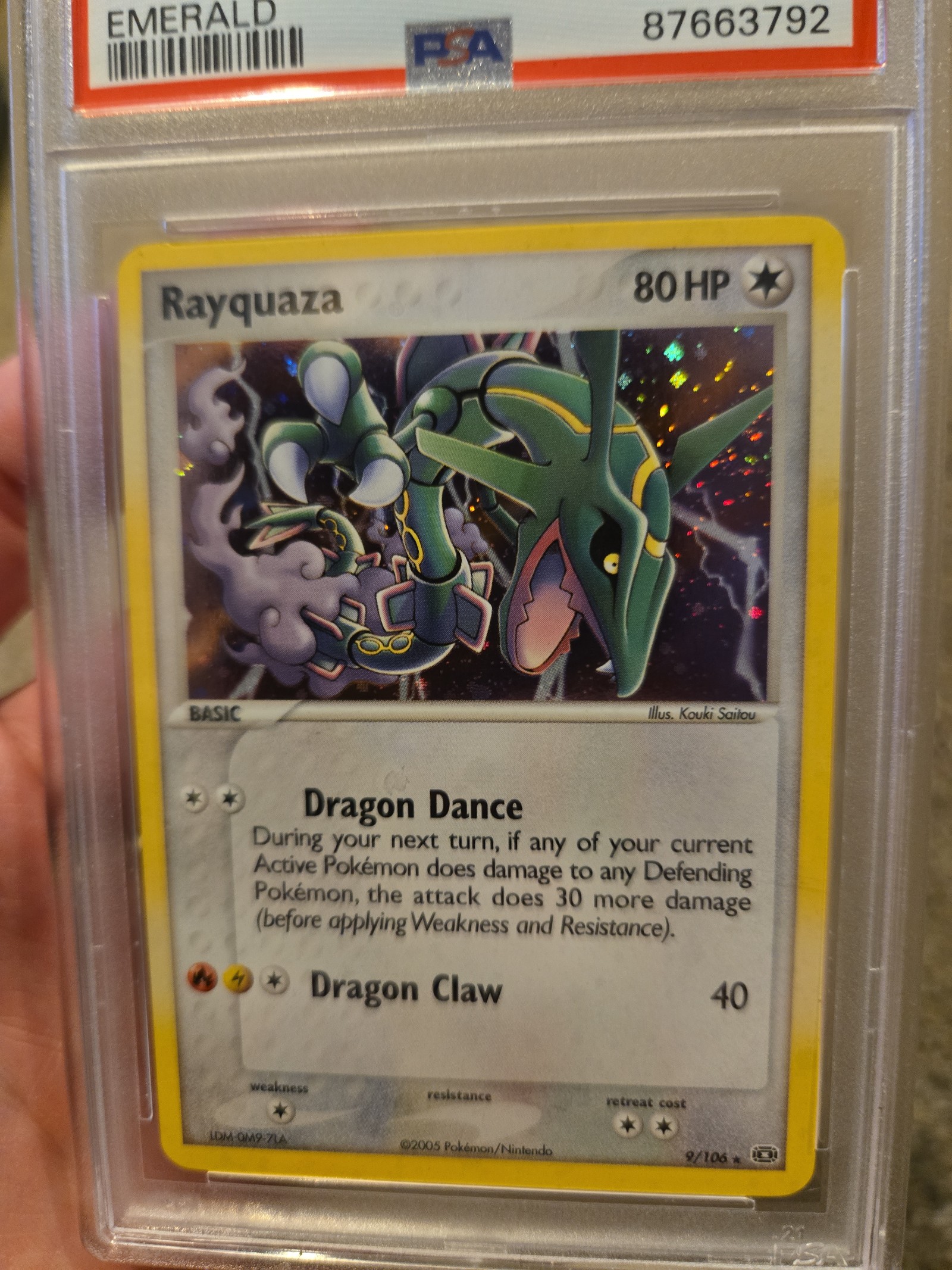 2005 Psa graded holo rayquaza ex emerald pokemon card