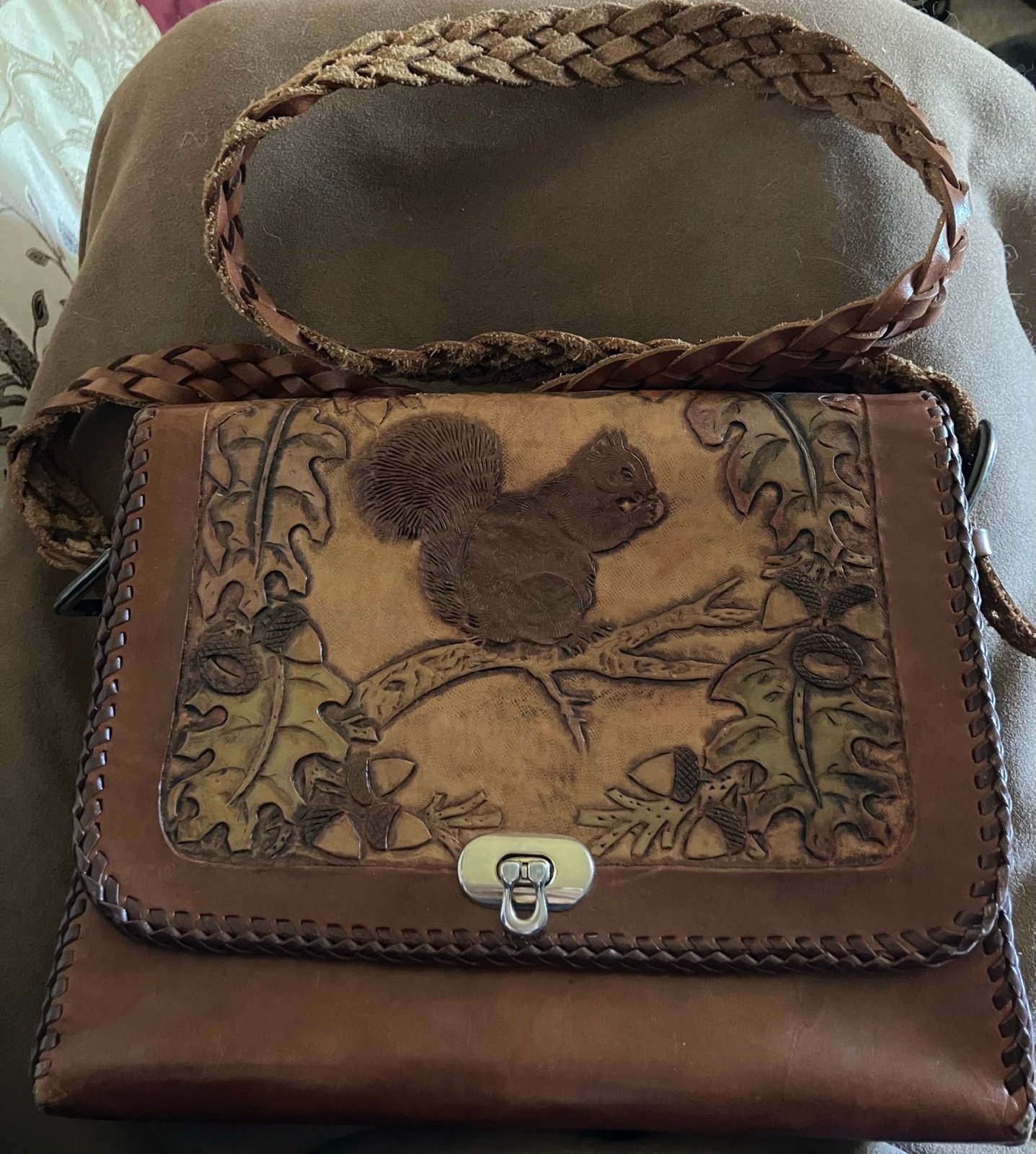 Vintage Hand-Made Tan Leather Bag