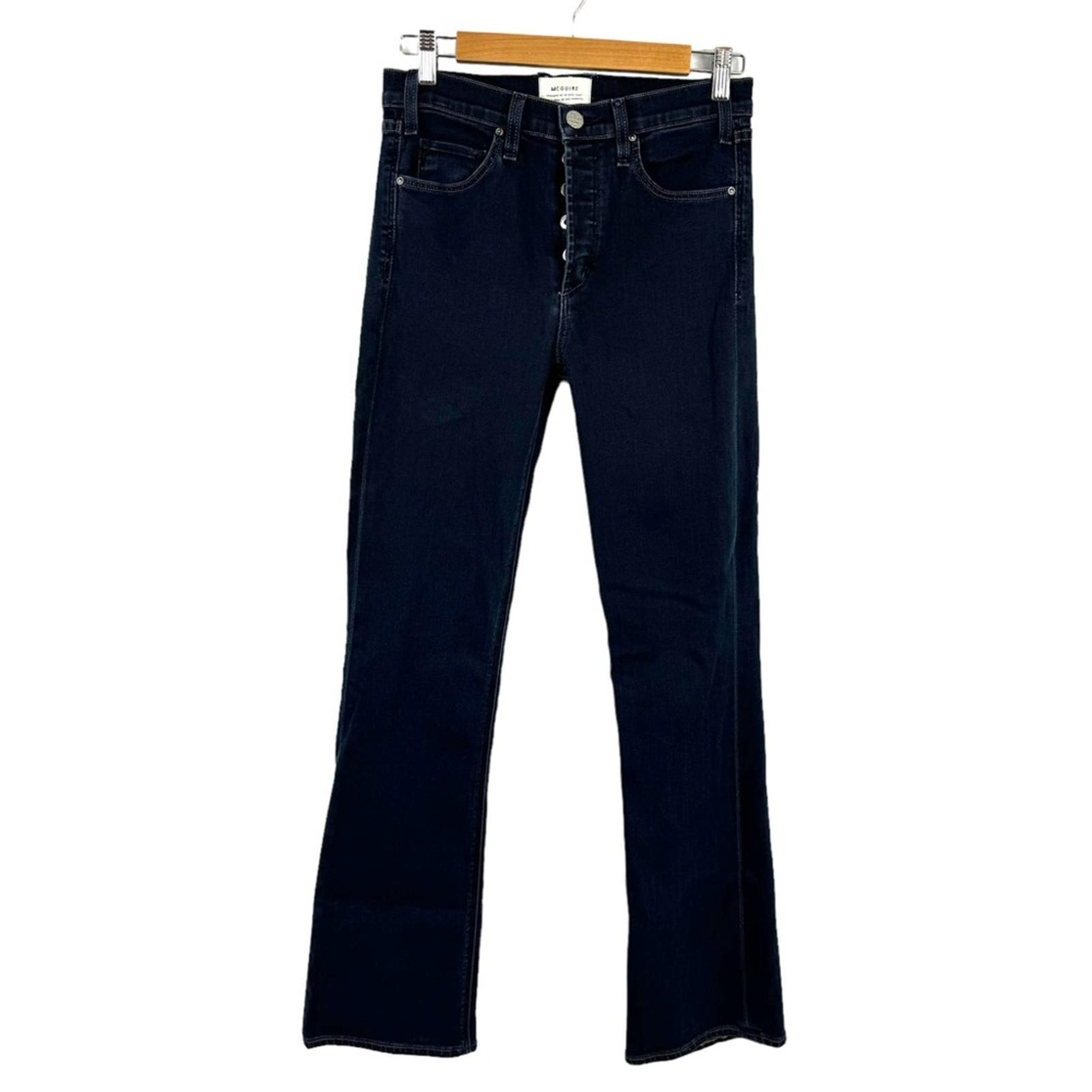 McGuire High Rise Button Fly Flare Leg Dark Indigo Blue Jeans Style 157B SZ 29