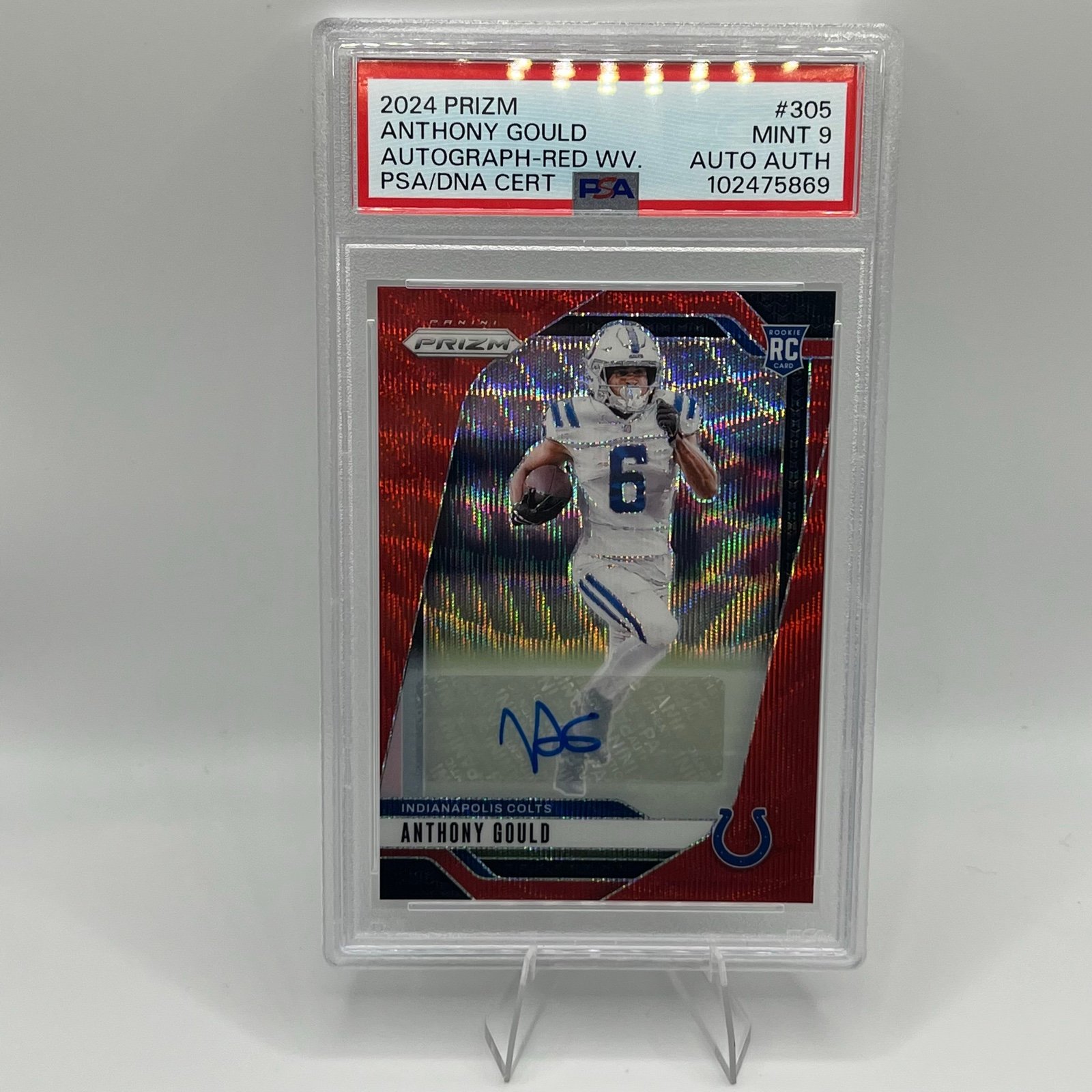 2024 Panini Prizm Anthony Gould /149 PSA Mint 9 Red Wave Auto #305