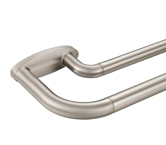 Double Curtain Rods Brushed Nickel,Room Darkening Drapery Rod 72-144 Inches