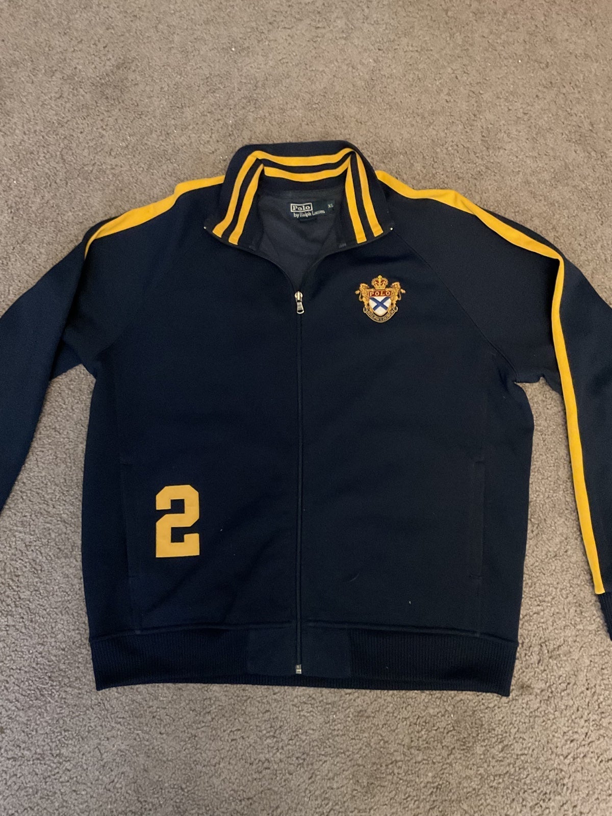 Polo Ralph Lauren Vintage Men’s Crest Logo Blue Zip Up Shirt Jacket XMAS sz XL
