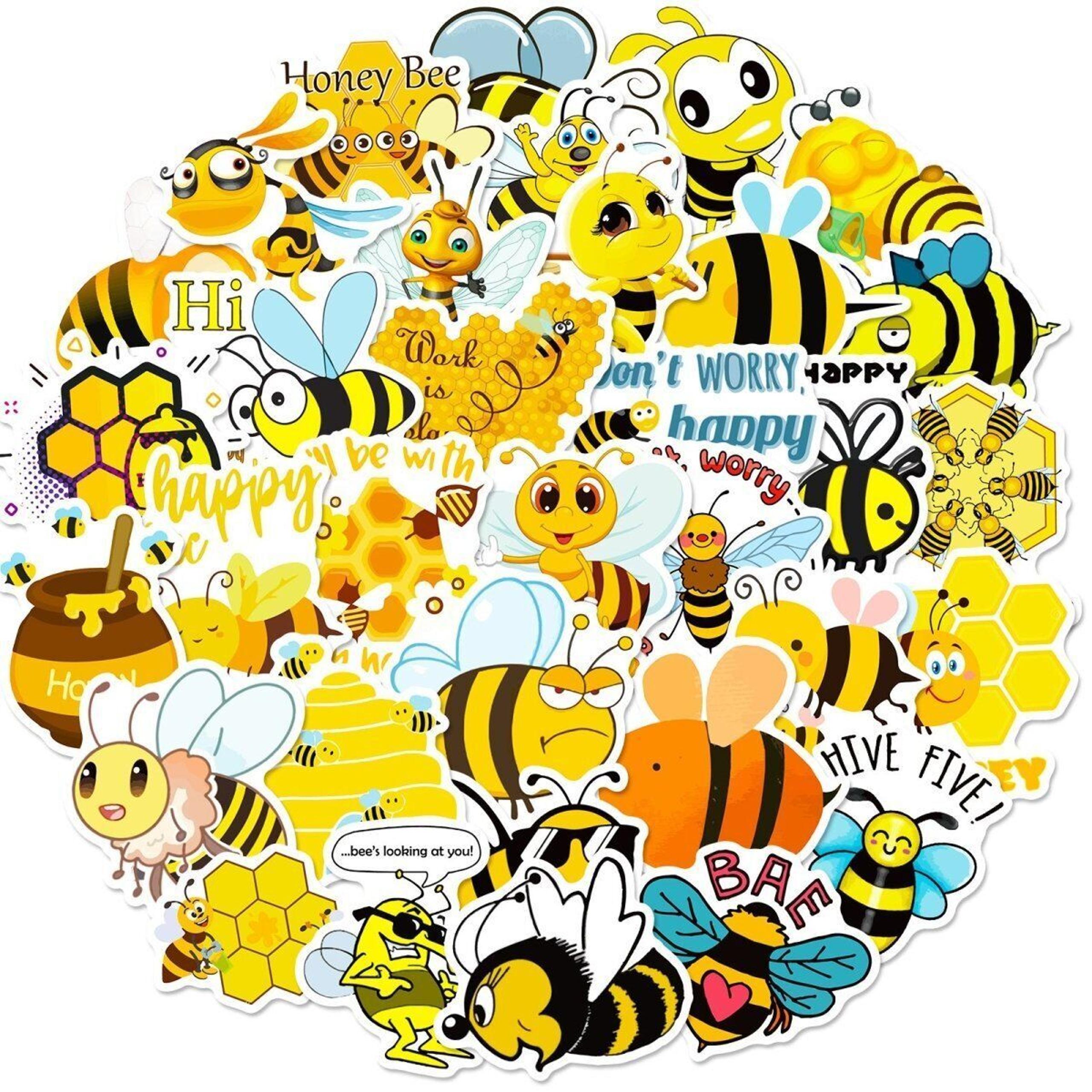 (50 pcs) Honey Bee Stickers Vinyl Stickers for Laptop Water Bottle Scrapbooking