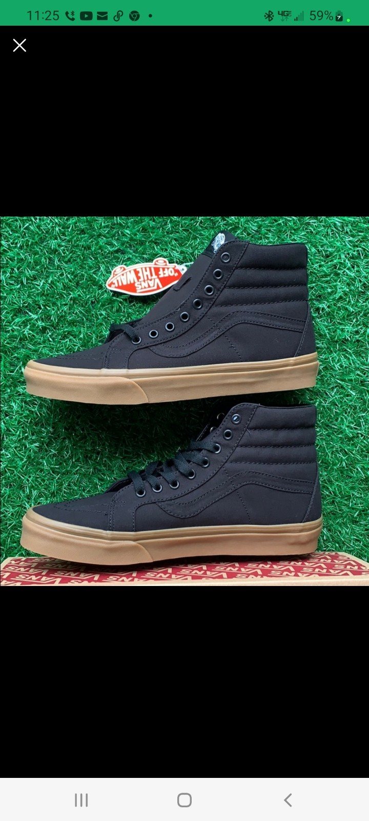 VANS SK8-Hi REISSUE CANVAS GUM BLACK/LGHTGM MEN’s 6.5
