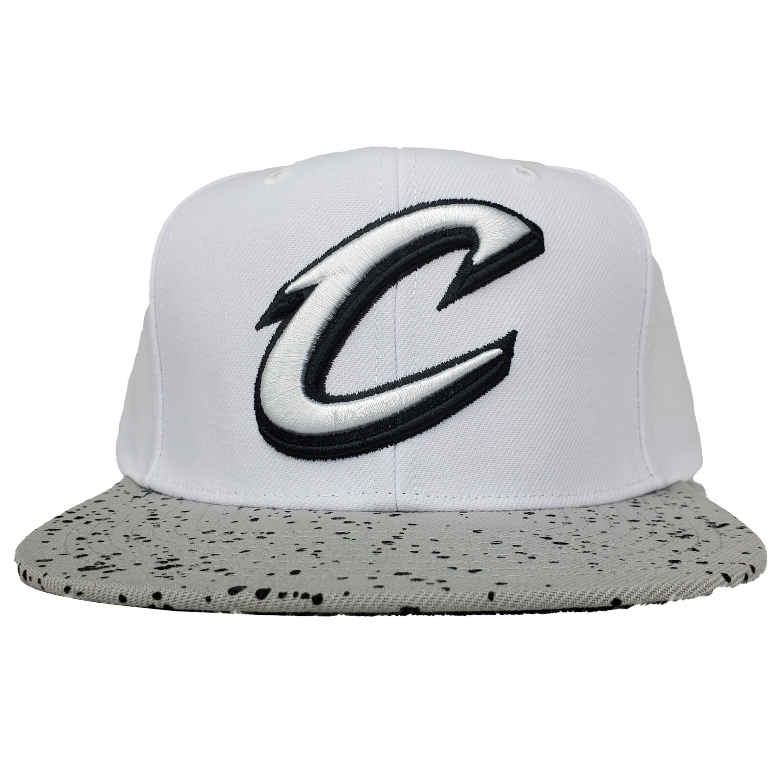 Cleveland Cavs Mitchell & Ness NBA Snapback Hat Cap 3D Logo White Gray NWT