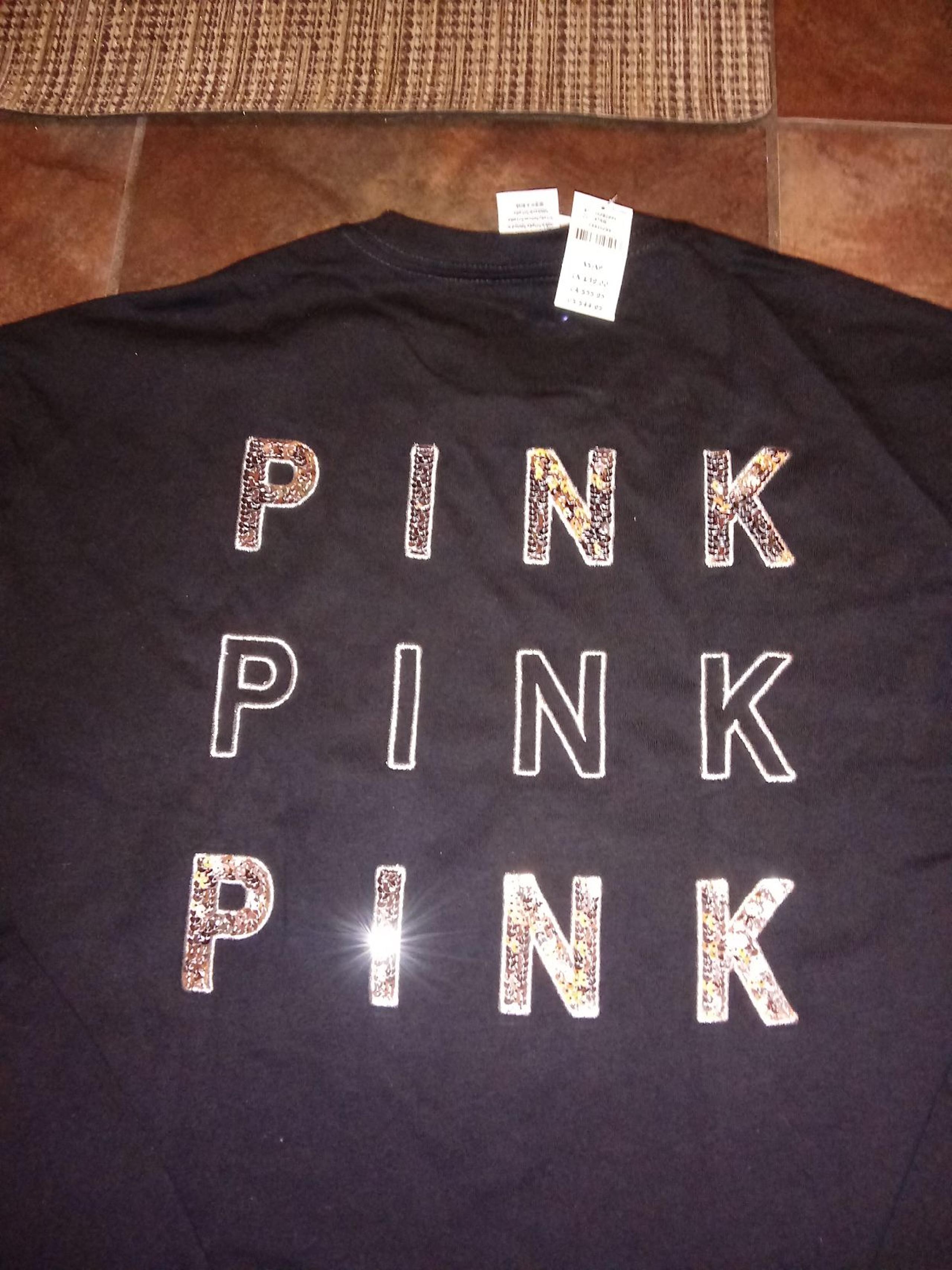 NEW PINK VS Bling Long Sleeve Shirt XS-M