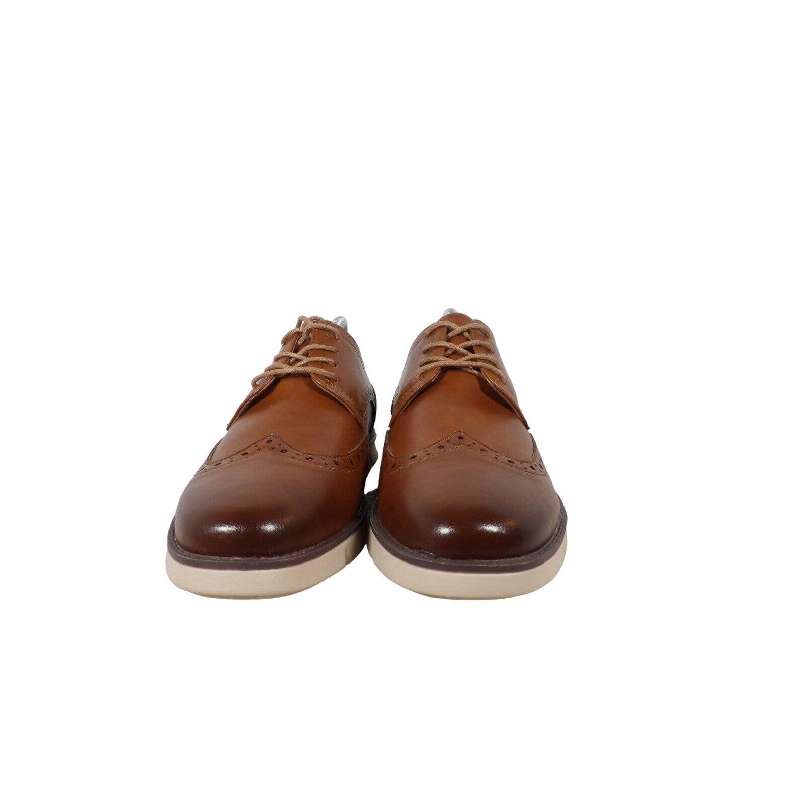 Jousen Milan AMY9009A Mens Brown Lace Up Wingtip Oxford Dress Shoes Size US 9