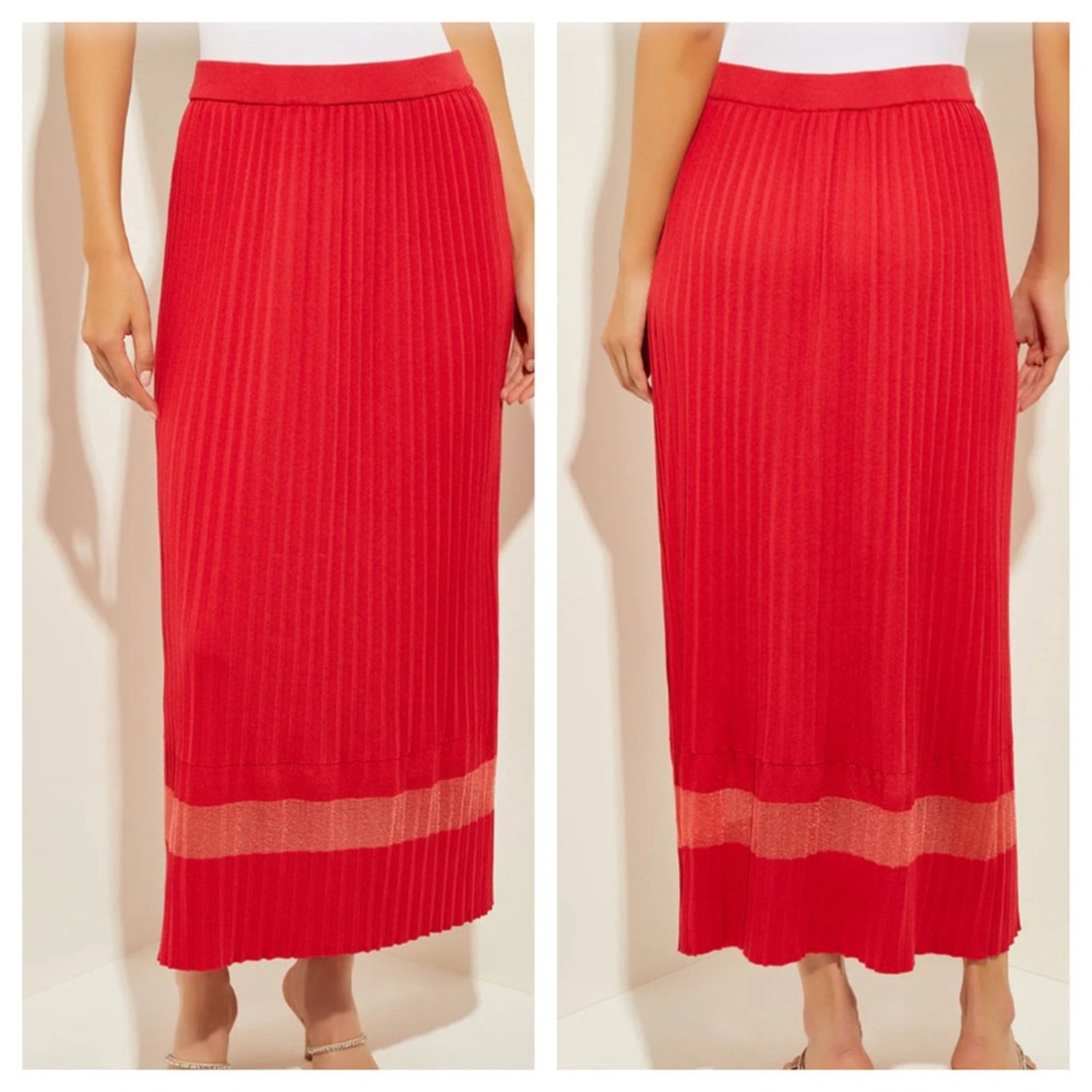 Misook Burnout Accent Pleated Soft Knit Maxi Skirt, New with Tags